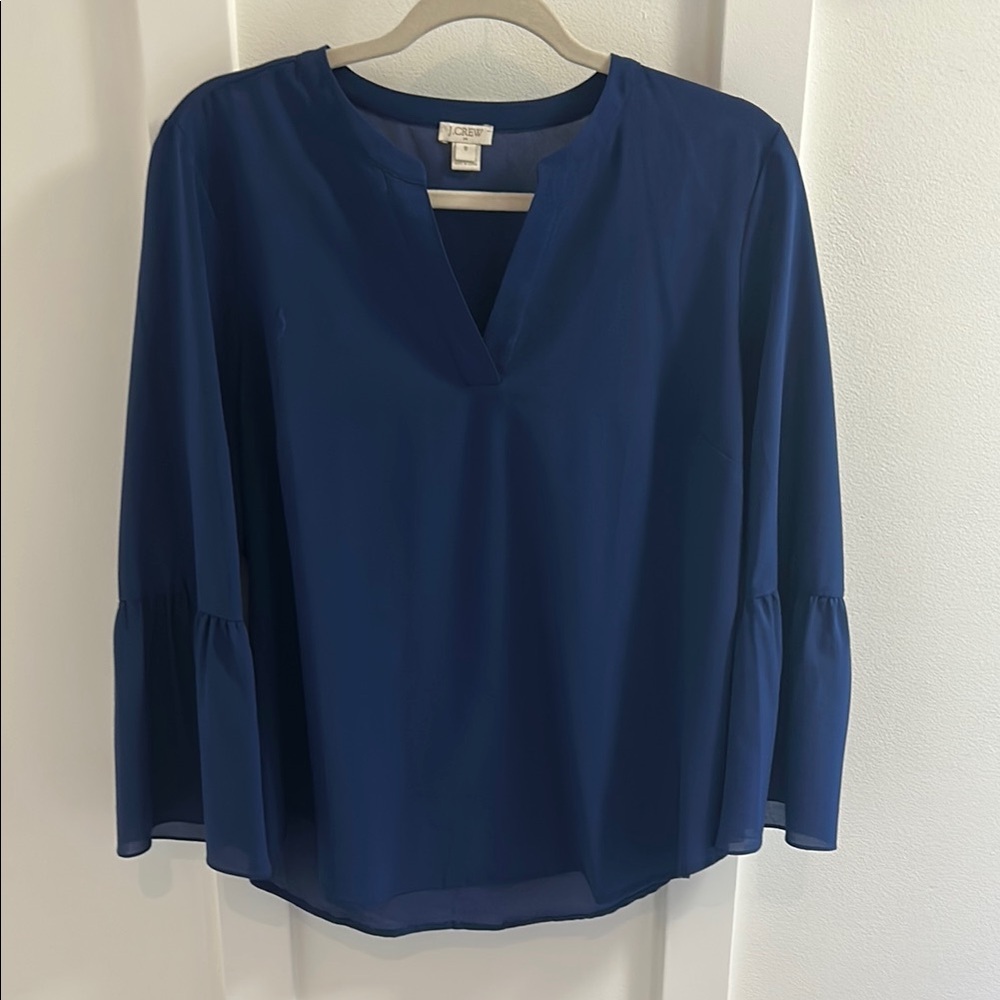 J. Crew Factory Blue 3/4 Sleeve Relaxed Blouse
